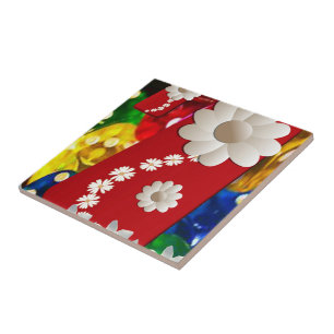 Ceramic Tile White Floral