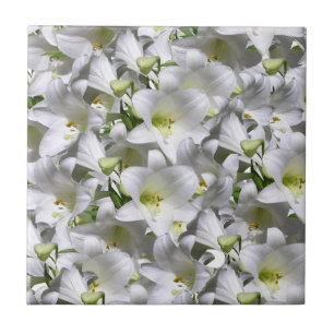 Ceramic Tile White Floral