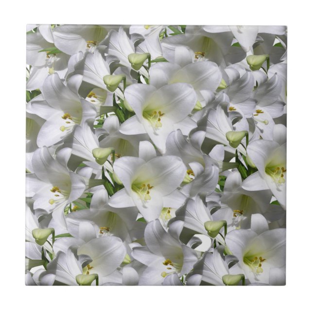 Ceramic Tile White Floral (Front)