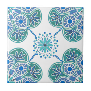 Ceramic Tile with blue and green pattern