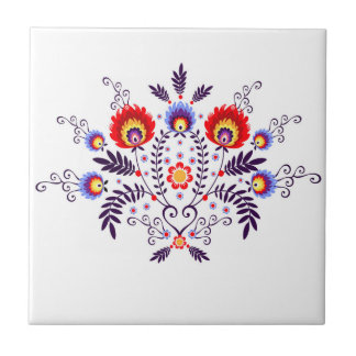 Ceramic tile with polish pattern folk