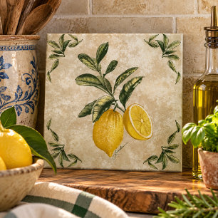Ceramic Tile with Vintage Lemons