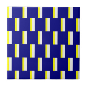 Ceramic Tile Yellow & Blue White Stripe