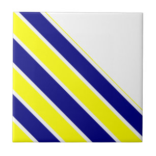 Ceramic Tile Yellow & Blue White Stripe