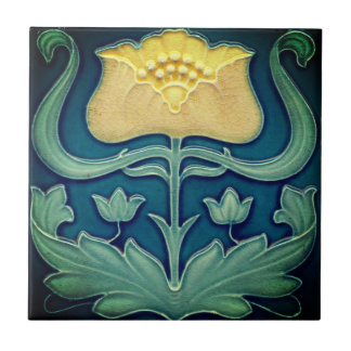Ceramic Tile - Yellow Flower Art Nouveau