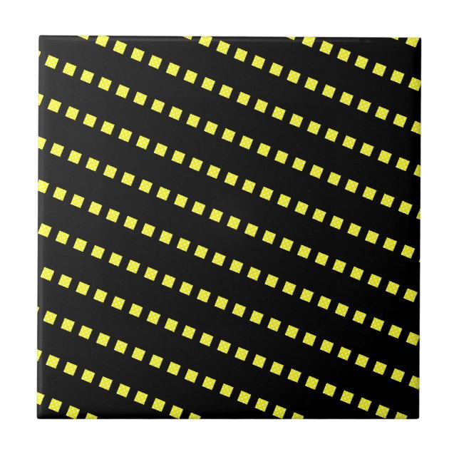 Ceramic Tile Yellow Polkadot White Black (Front)