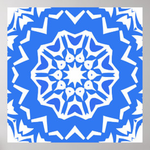 Ceramic tiles azulejo portugal. Vintage seamless p Poster