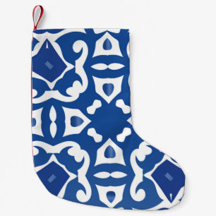 Ceramic tiles azulejo portugal. Vintage seamless p Small Christmas Stocking