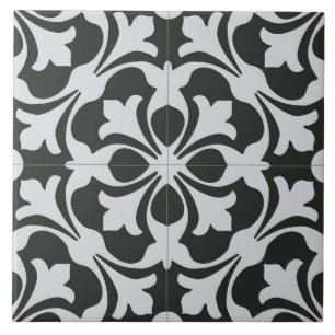 Ceramic Tiles - Black & White Floral Tile