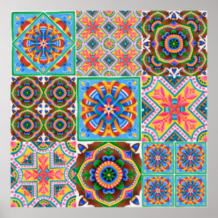 Ceramic tiles, majolica, ornamentabstract,arabic,a poster