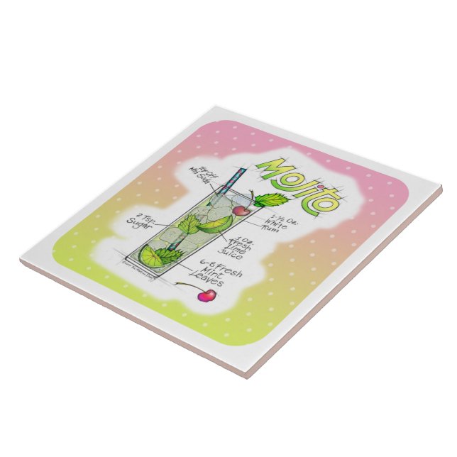 CERAMIC TILES - MOJITO RECIPE COCKTAIL ART (Side)