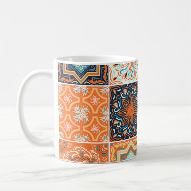 Ceramic tiles ornaments: abstract pattern. coffee mug (Left)