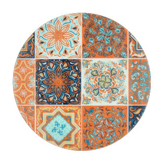 Ceramic tiles ornaments: abstract pattern. cutting board