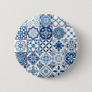 Ceramic tiles pattern 6 cm round badge