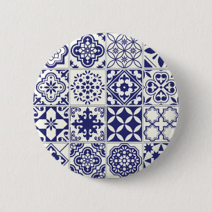 Ceramic tiles pattern 6 cm round badge
