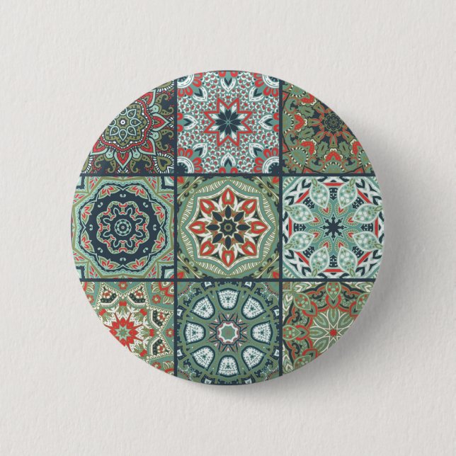 Ceramic tiles pattern 6 cm round badge (Front)