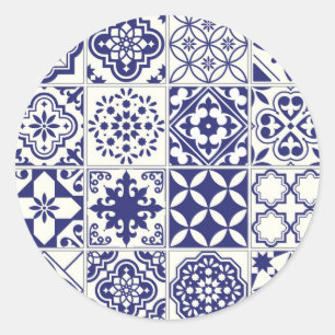 Ceramic tiles pattern classic round sticker