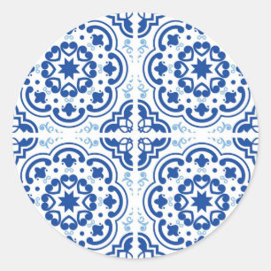 Ceramic tiles pattern classic round sticker