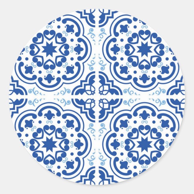 Ceramic tiles pattern classic round sticker (Front)