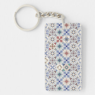Ceramic tiles pattern key ring