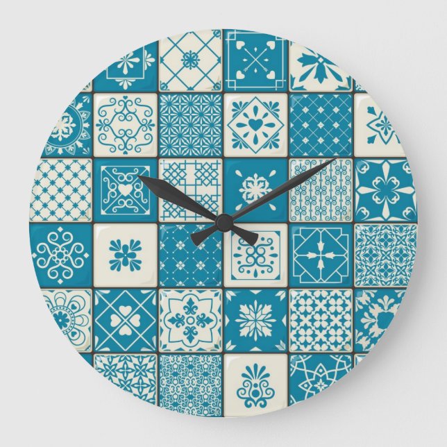 Ceramic tiles pattern large clock (Front)