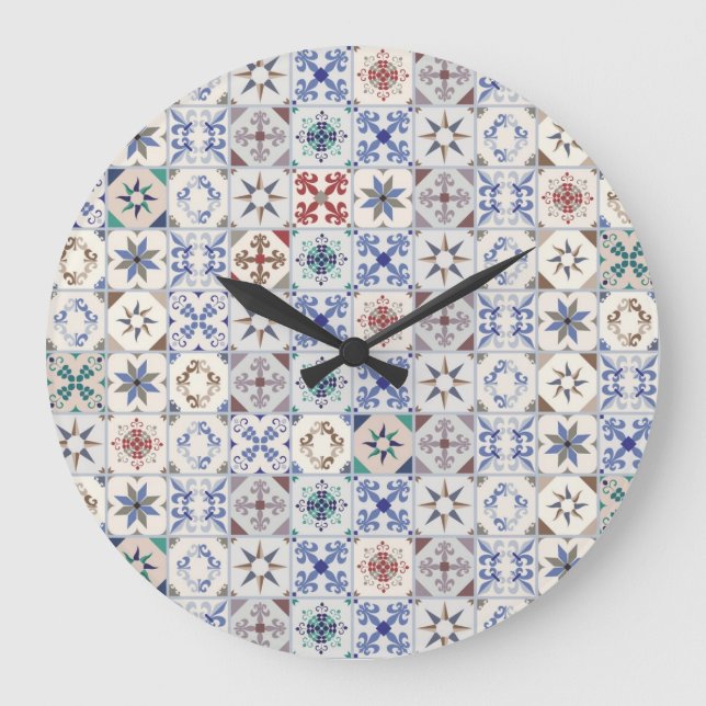 Ceramic tiles pattern large clock (Front)