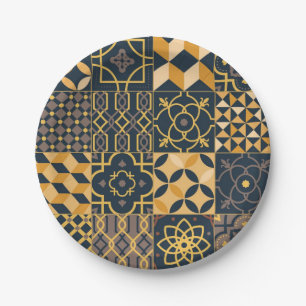Ceramic tiles pattern paper plate