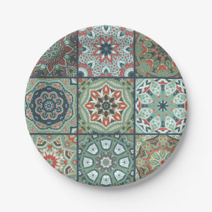 Ceramic tiles pattern paper plate