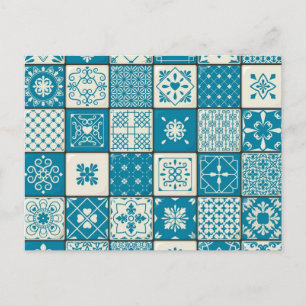 Ceramic tiles pattern postcard