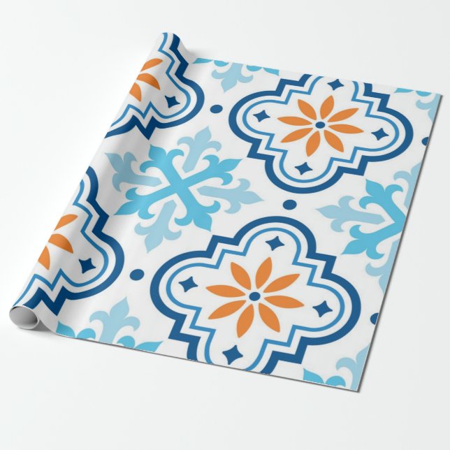 Ceramic tiles pattern wrapping paper (Unrolled)