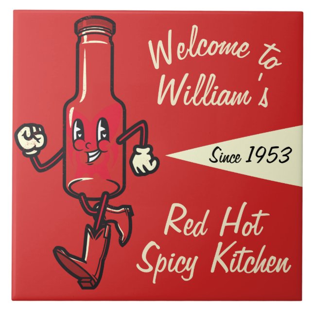 CERAMIC TILES - Red Hot Sauce Personalised  (Front)