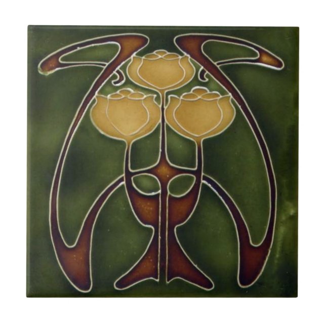 Ceramic Tiles - Tulips Art Nouveau Reproduction (Front)