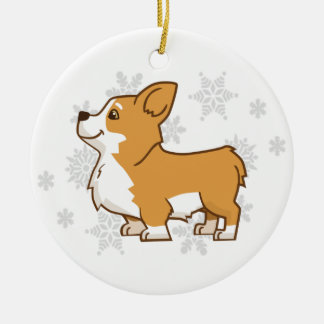 Ceramic Winter Corgi Ornament