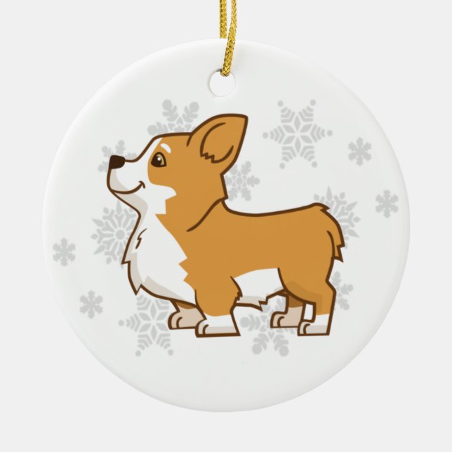 Ceramic Winter Corgi Ornament (Front)