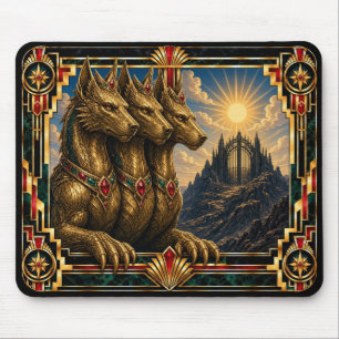 Cerberus, Art Deco Mythical Mouse Pad