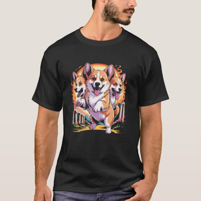 Cerberus Corgi Three-Headed Hellhound Mythology Do T-Shirt (Front)