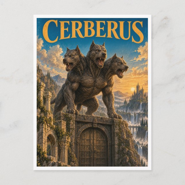 Cerberus, Gothic Fantasy Monster Postcard (Front)