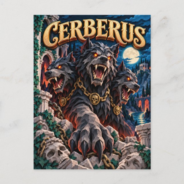 Cerberus, Paper Cut Monster Postcard (Front)