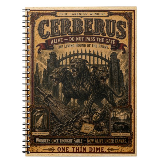 Cerberus, Vintage Circus Monster Notebook (Front)