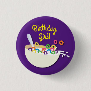 Cereal Bowl Kids Sleepover Birthday Party Cute 3 Cm Round Badge