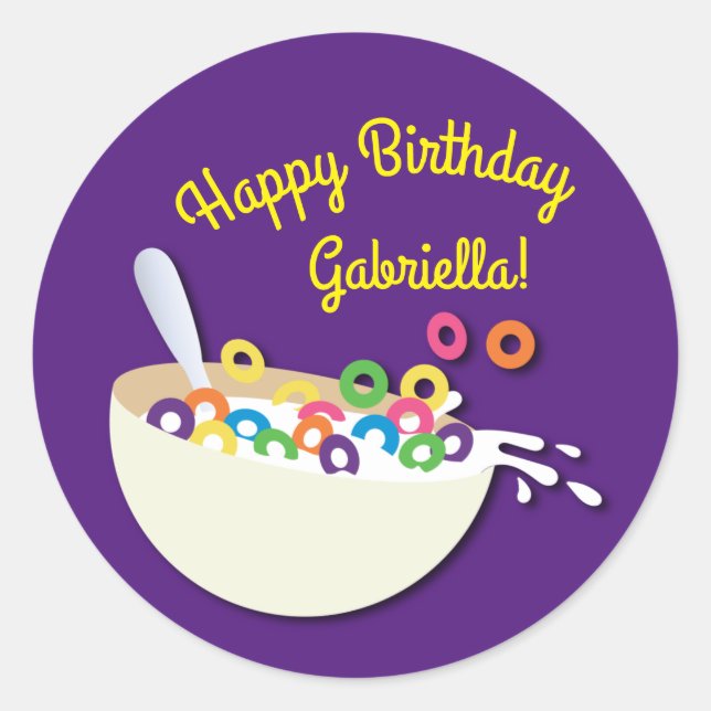 Cereal Bowl Kids Sleepover Birthday Party Cute Classic Round Sticker (Front)