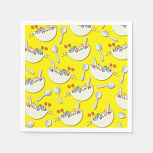 Cereal Bowl Kids Sleepover Birthday Party Cute Napkin