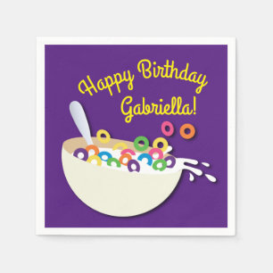 Cereal Bowl Kids Sleepover Birthday Party Cute Napkin