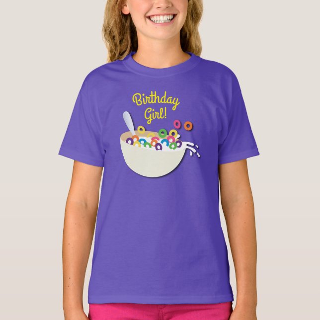 Cereal Bowl Kids Sleepover Birthday Party Cute T-Shirt (Front)