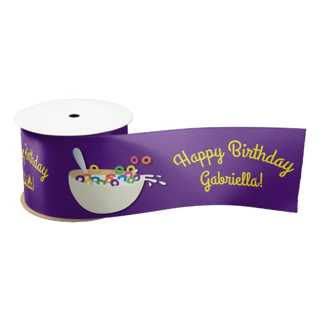Cereal Bowl Sleepover Birthday Party Satin Ribbon (Spool)