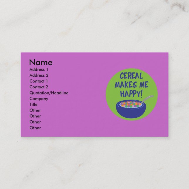Cereal Business Cards (Front)