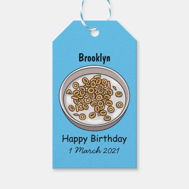 Cereal cartoon illustration gift tags (Front)