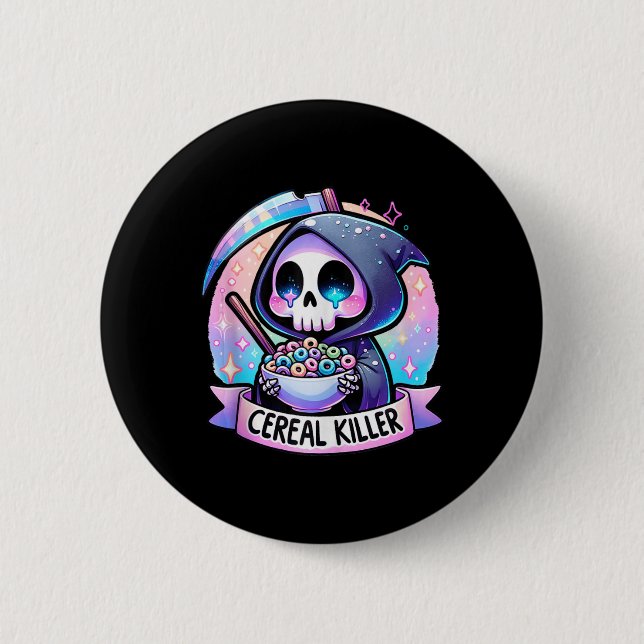 Cereal Killer Breakfast Cereal Bowl Cereals Skull  6 Cm Round Badge (Front)