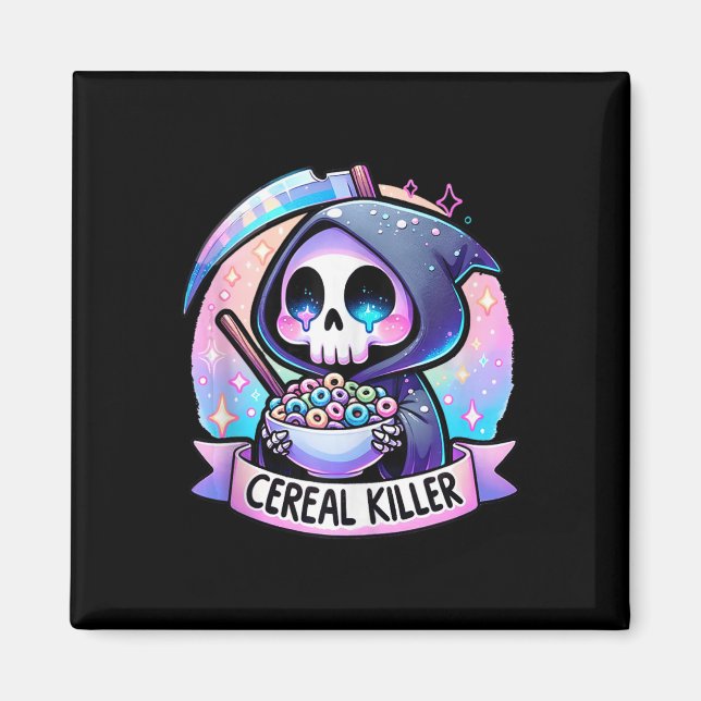 Cereal Killer Breakfast Cereal Bowl Cereals Skull  Magnet (Front)