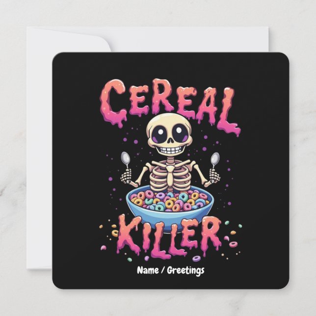 Cereal Killer Breakfast Funny Cereal Bowl Skeleton Invitation (Front)